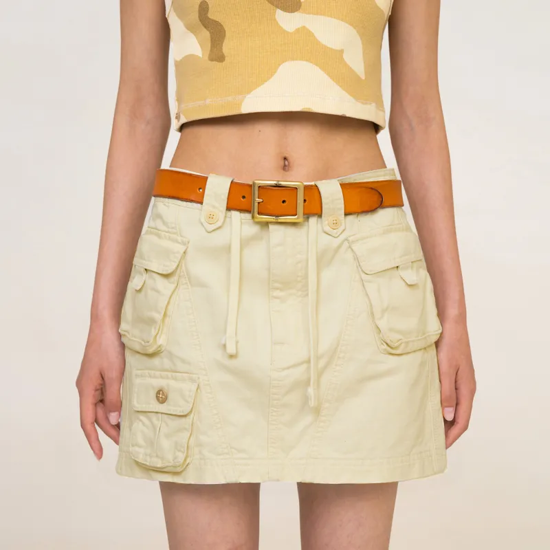 SMFK Wild World Wild World Series Cargo Short Skirts Women's Cream-3