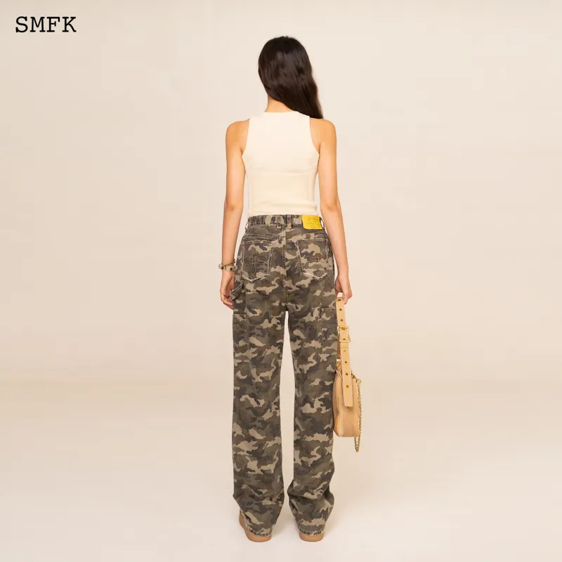 SMFK Wild World Wild World Series Cargo Pants Women's Green Camouflage-3
