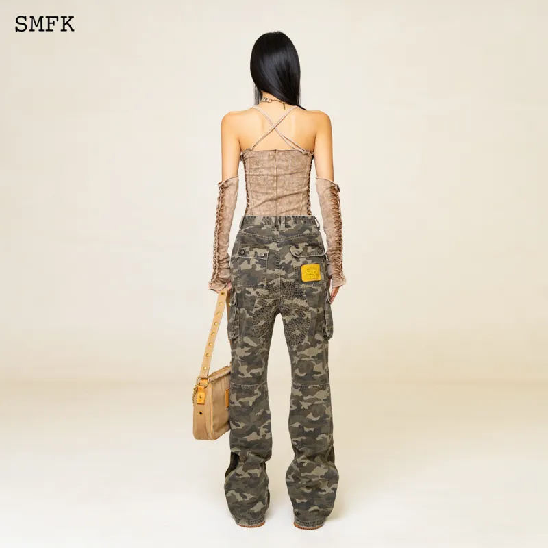 SMFK Cargo Pants Women's Green Camouflage-3
