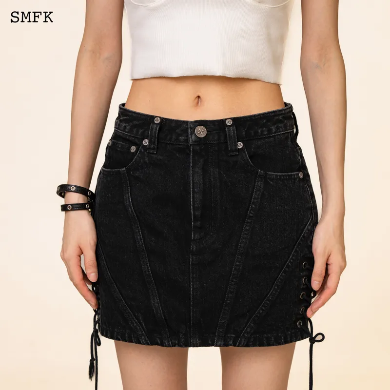 SMFK SMFK Wild World Wild World Series Denim Short Skirts Women's Wilderness Black-5