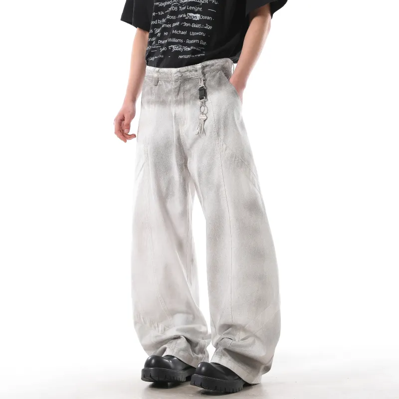 HOZZS Casual Pants Unisex Dirty White-3