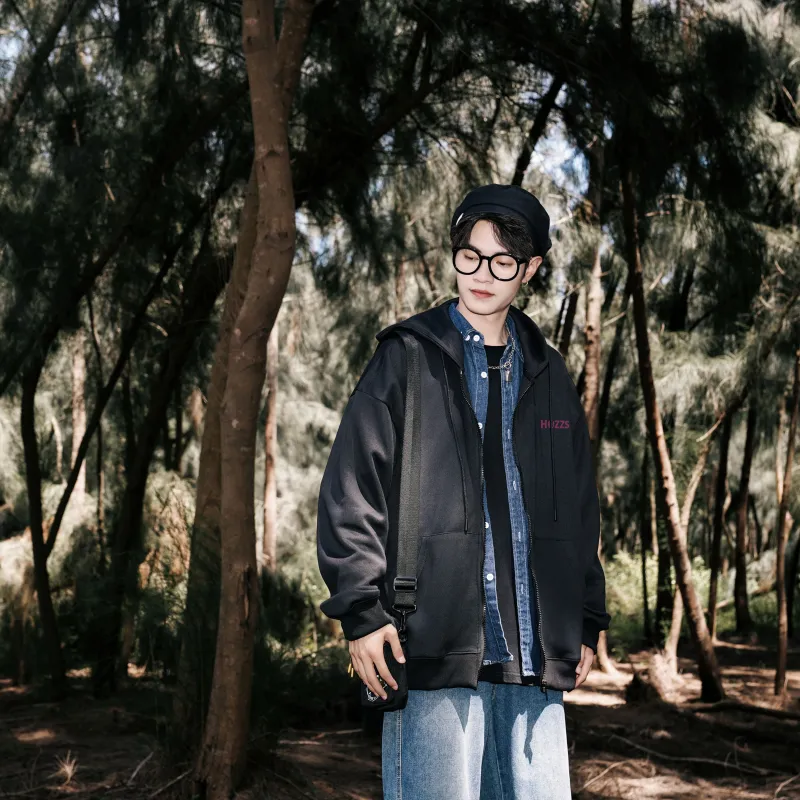 HOZZS x WULIAOYUAN LIANMINGKUAN Hooded Fleece Lined Hoodies & Sweatshirts Unisex-4