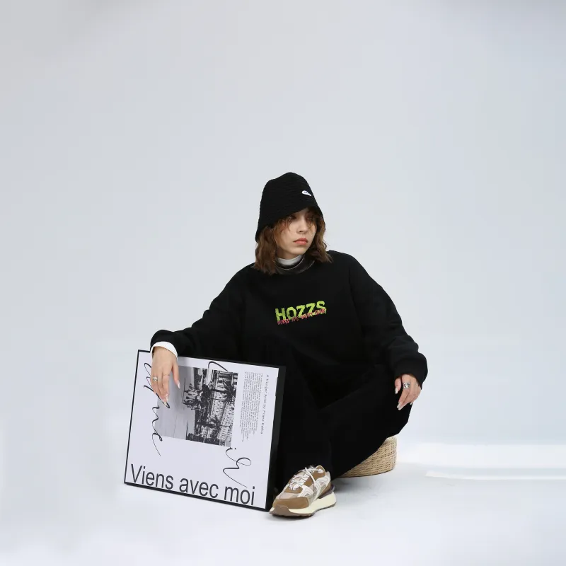 HOZZS x WULIAOYUAN LIANMINGKUAN Crew Neck Pullover Fleece Lined Hoodies & Sweatshirts Unisex-5