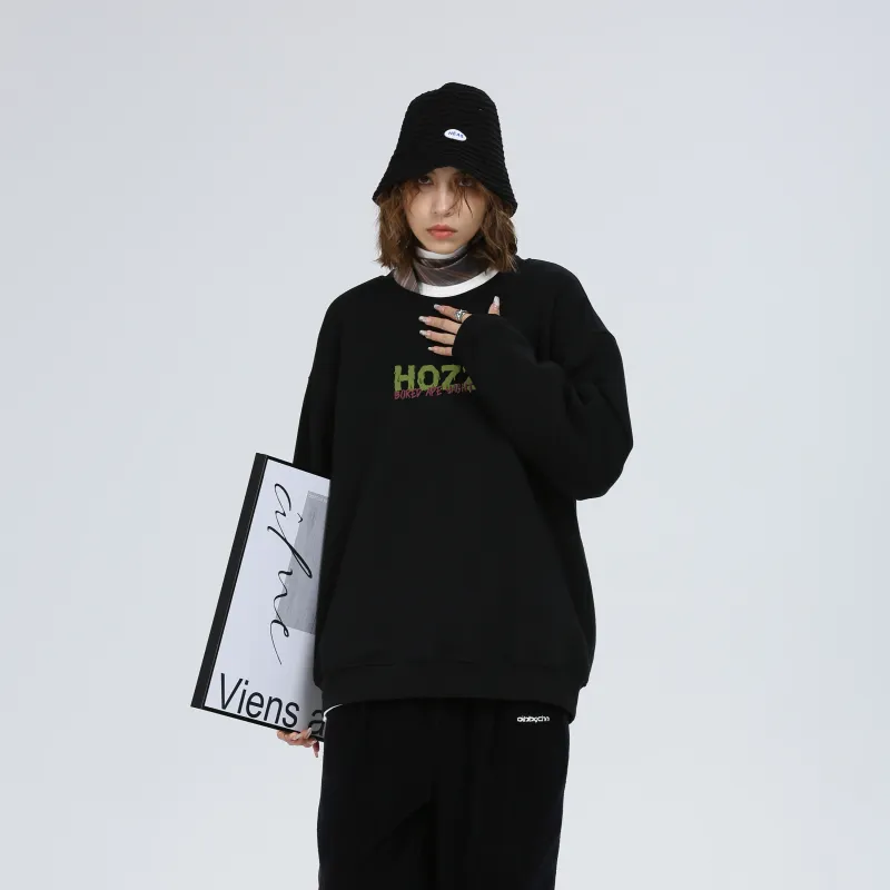 HOZZS x WULIAOYUAN LIANMINGKUAN Crew Neck Pullover Fleece Lined Hoodies & Sweatshirts Unisex-4