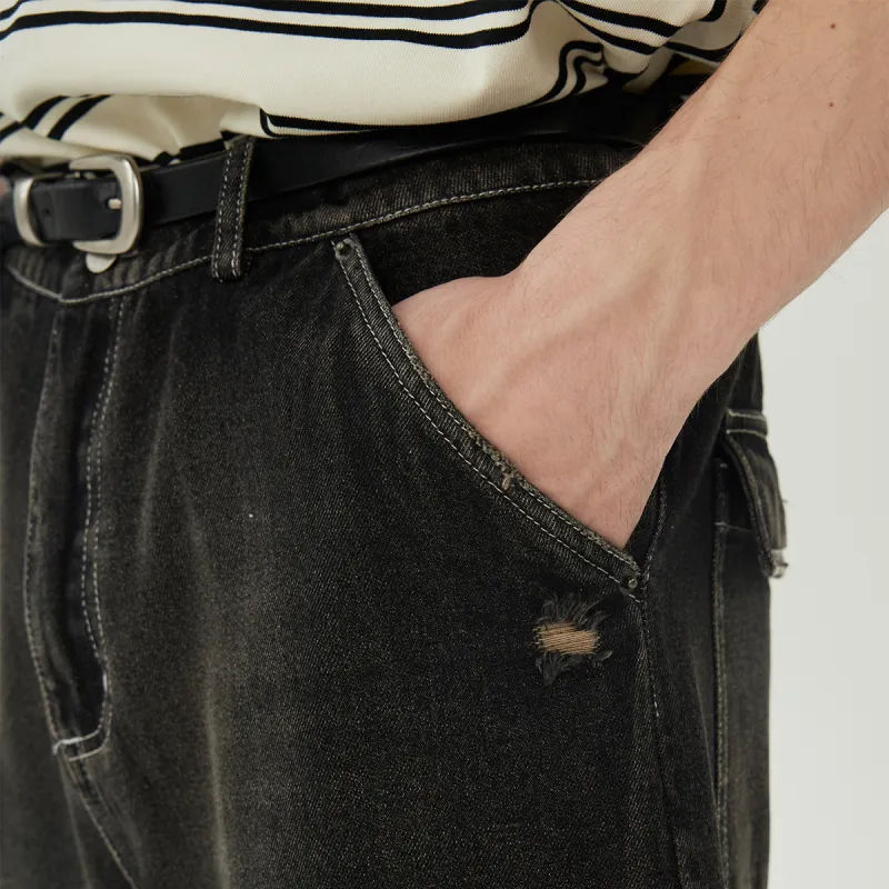 COKEIN Denim Shorts Unisex Dark Gray-6