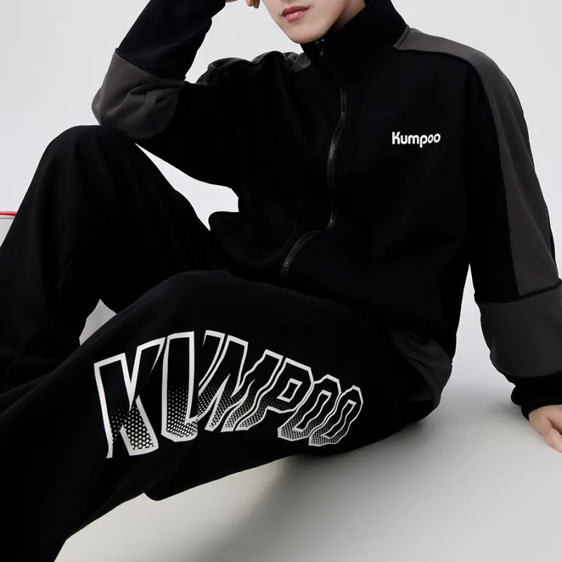 KUMPOO Knitted Sports Pants Unisex Black-4