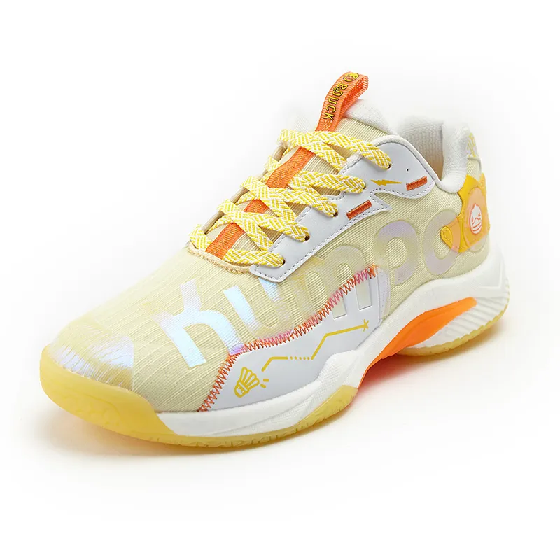 KUMPOO Badminton Shoes Unisex Low Top White/Yellow Color-2