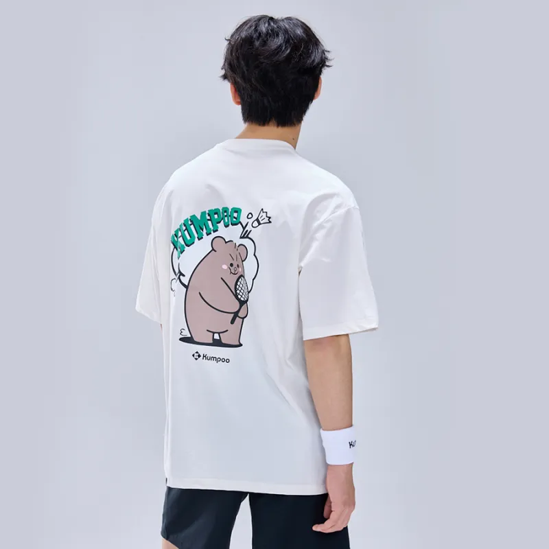 KUMPOO Cool Feather Series Drop Shoulder Sleeve T Shirt Unisex Ecru-5