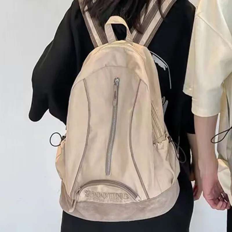 TAKI Nylon Travel Backpack Regular Unisex White/Khaki/Black/Gray/White & Blue-5