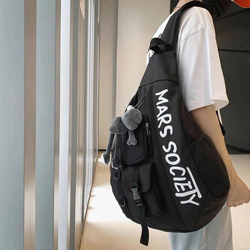TAKI Nylon Fashion Casual Large Capacity Student Shoulder Bag Crossbody Bag Unisex Black/Blue/White-3