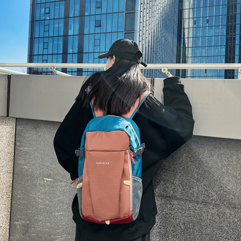 TAKI Abrasion Resistant Oxford Backpack Unisex Black/White/Orange/Blue-10