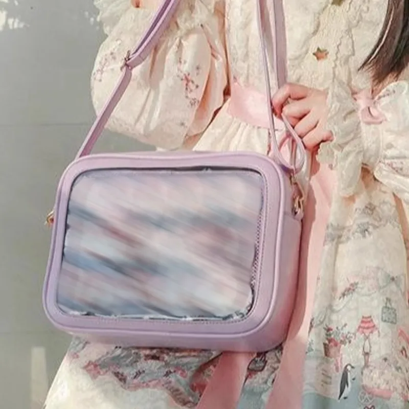 TAKI PU Crossbody Bags Shoulder Bags Medium Size Unisex Black/White/Pink/Purple/Dark Blue/Light Blue-12