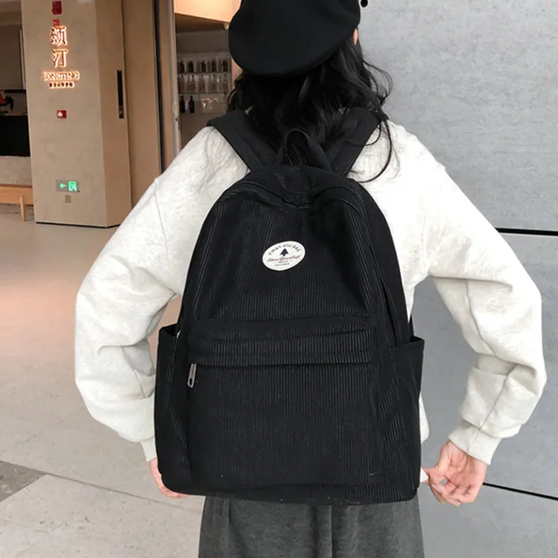 TAKI Corduroy Backpack Regular Unisex White/Pink/Black/Gray-5