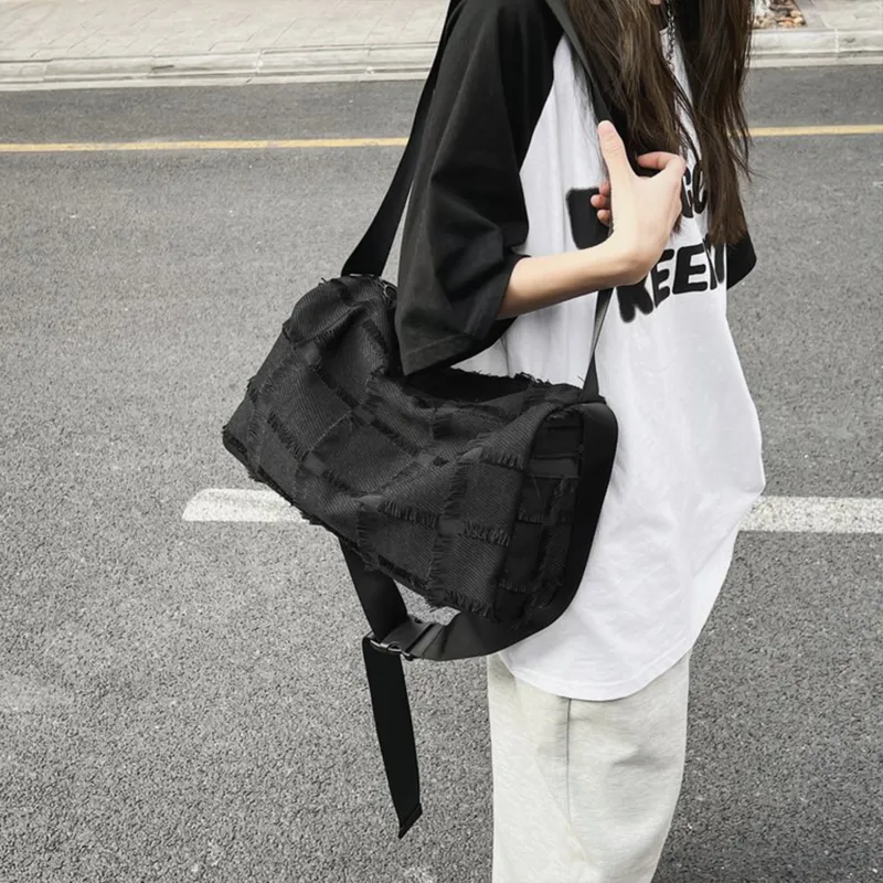 TAKI Canvas Shoulder Bag Unisex Black-2