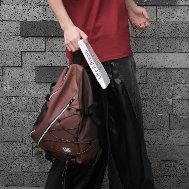 TAKI Nylon Crossbody Bags Unisex Brown-3