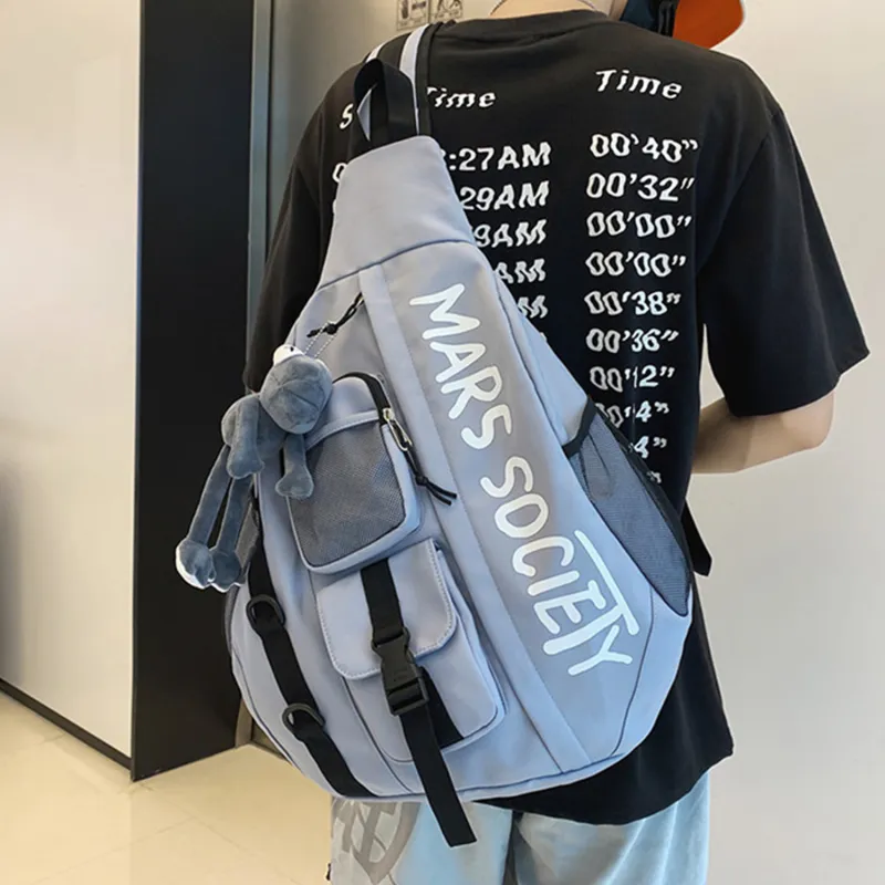 TAKI Nylon Fashion Casual Large Capacity Student Shoulder Bag Crossbody Bag Unisex Black/Blue/White-9