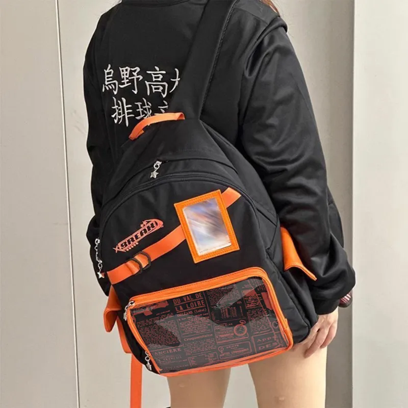 TAKI Nylon Baby Bag Badge Small Card Multi Pocket Anime Middle School Style With Zipper Regular Unisex Multicolor-11