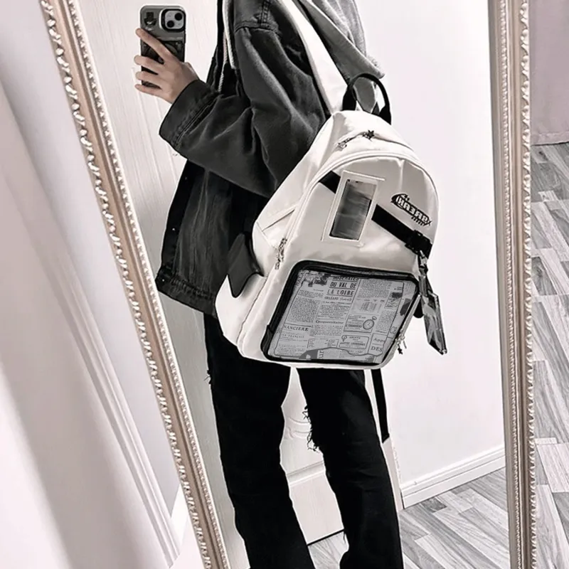 TAKI Nylon Baby Bag Badge Small Card Multi Pocket Anime Middle School Style With Zipper Regular Unisex Multicolor-5