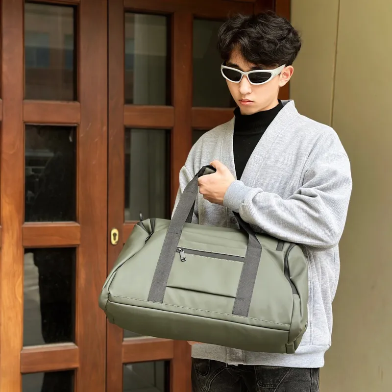 Jeep PU Leather Luggage Bag Gym Bag Large Size Unisex Black/Gray/Green-15