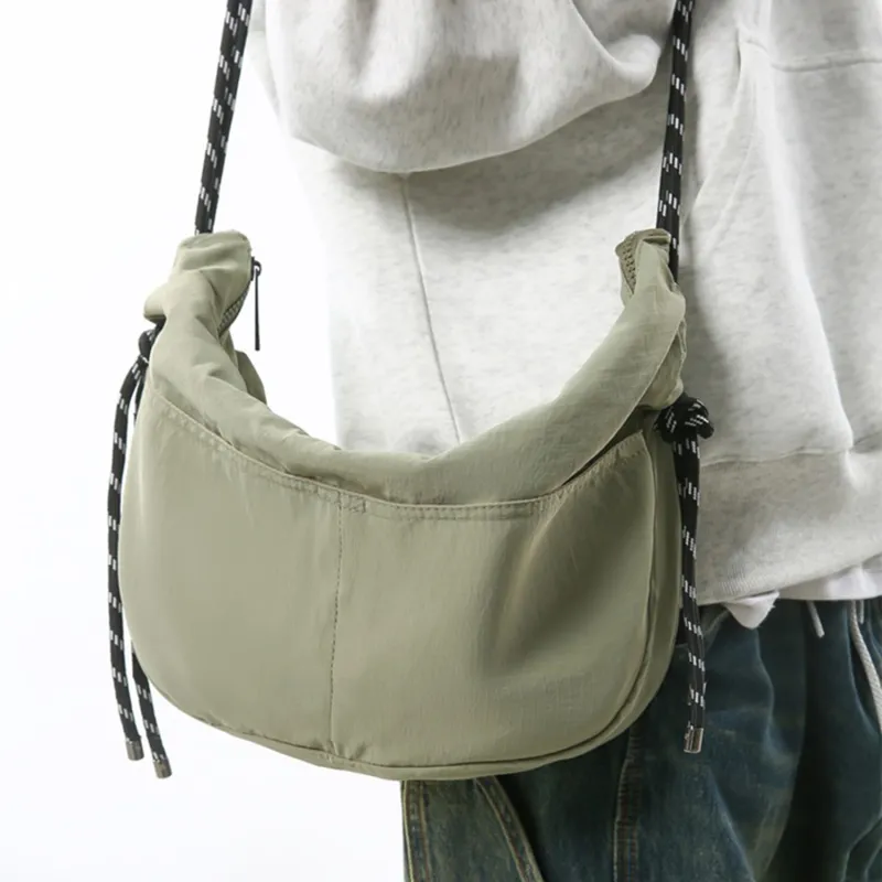 TAKI Nylon Casual Minimalist Style Dumpling Bag Regular Unisex Orange-8