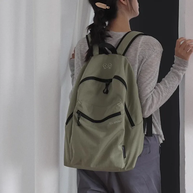 TAKI Fabric Backpack Regular Unisex Gray/Apricot/Olive Green/Dirty Pink-10