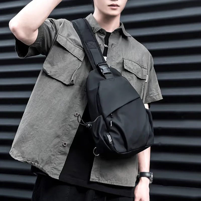 TAKI Water Resistant Membrana Dermalis Material Crossbody One Shoulder Sling Bags Regular Unisex Black/Blue/Gray-3