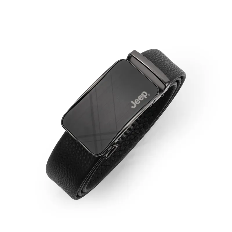 Jeep Cow Leather Belts Men's Black/Litchi Grain Black 3.5CM-5