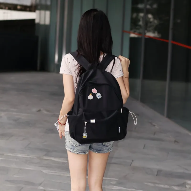 TAKI Nylon Student Commute Large Capacity Versatile Minimalist Style Backpack Unisex Pink/Green/Black/Purple/Custard-18