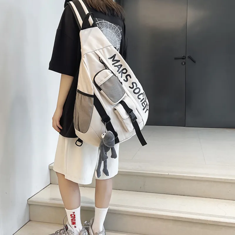 TAKI Nylon Fashion Casual Large Capacity Student Shoulder Bag Crossbody Bag Unisex Black/Blue/White-16