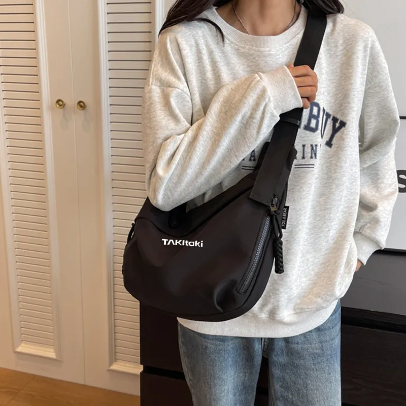 TAKI Oxford Dumpling Bag Handbag Shoulder Bag Medium Size Unisex Black/White/Khaki-9