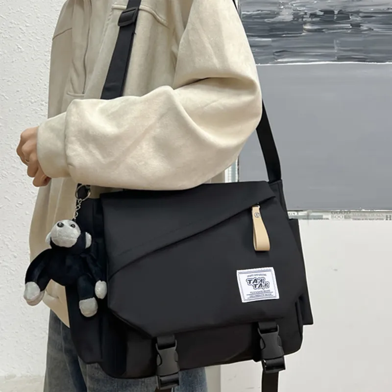 TAKI Commute Travel Lightweight Trendy Versatile Student Crossbody Bag Shoulder Bag Unisex Black/White/Red-12