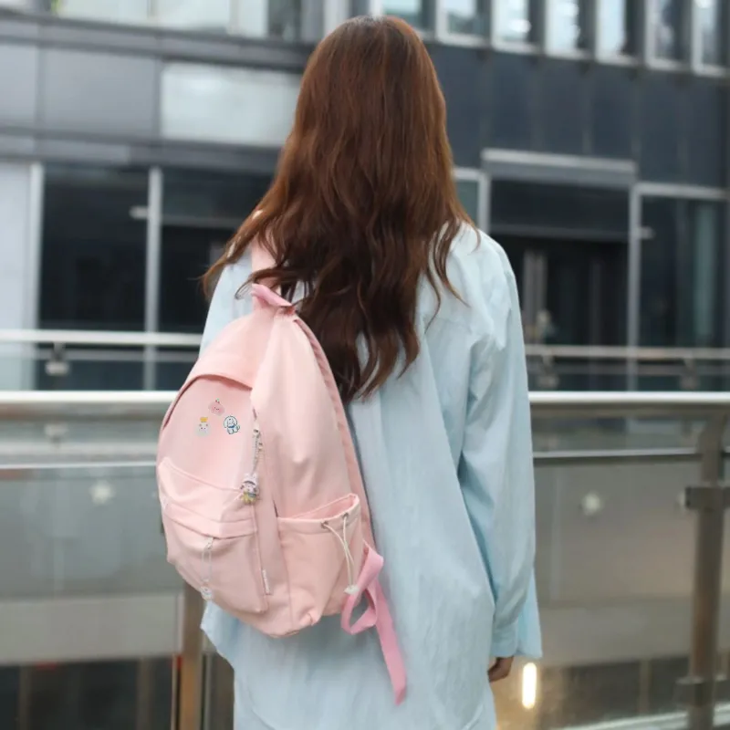 TAKI Nylon Student Commute Large Capacity Versatile Minimalist Style Backpack Unisex Pink/Green/Black/Purple/Custard-10