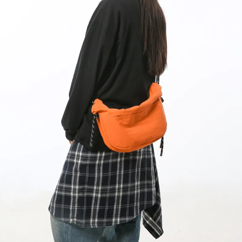 TAKI Nylon Casual Minimalist Style Dumpling Bag Regular Unisex Orange-2