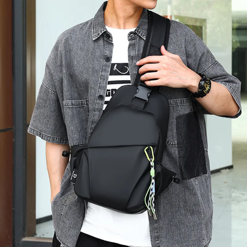 TAKI Water Resistant Membrana Dermalis Material Crossbody One Shoulder Sling Bags Regular Unisex Black/Blue/Gray-4