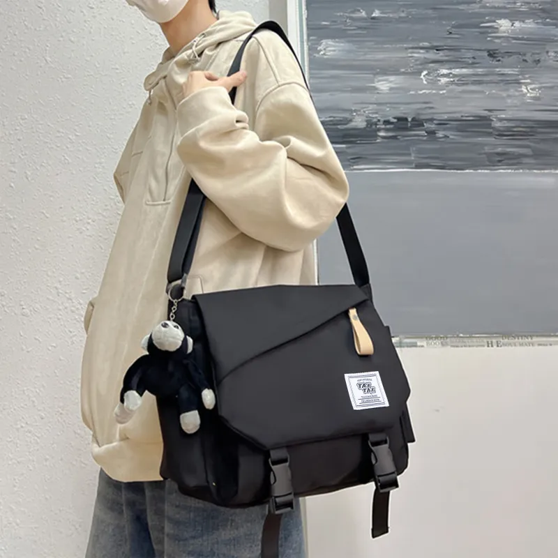 TAKI Commute Travel Lightweight Trendy Versatile Student Crossbody Bag Shoulder Bag Unisex Black/White/Red-13