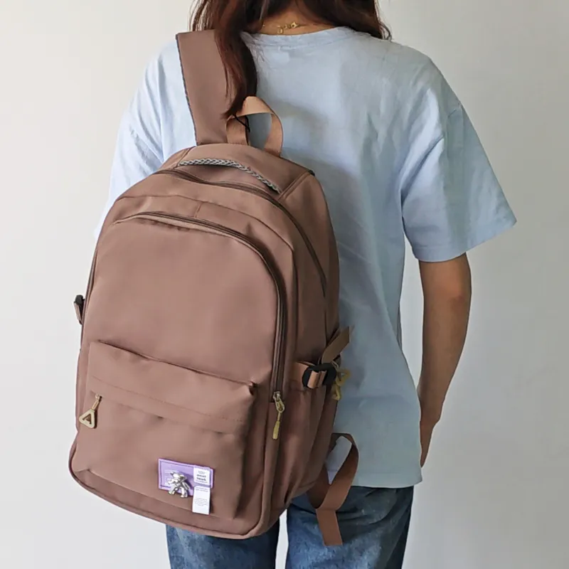 TAKI Nylon Backpack Regular Unisex White/Pink/Black/Khaki-20