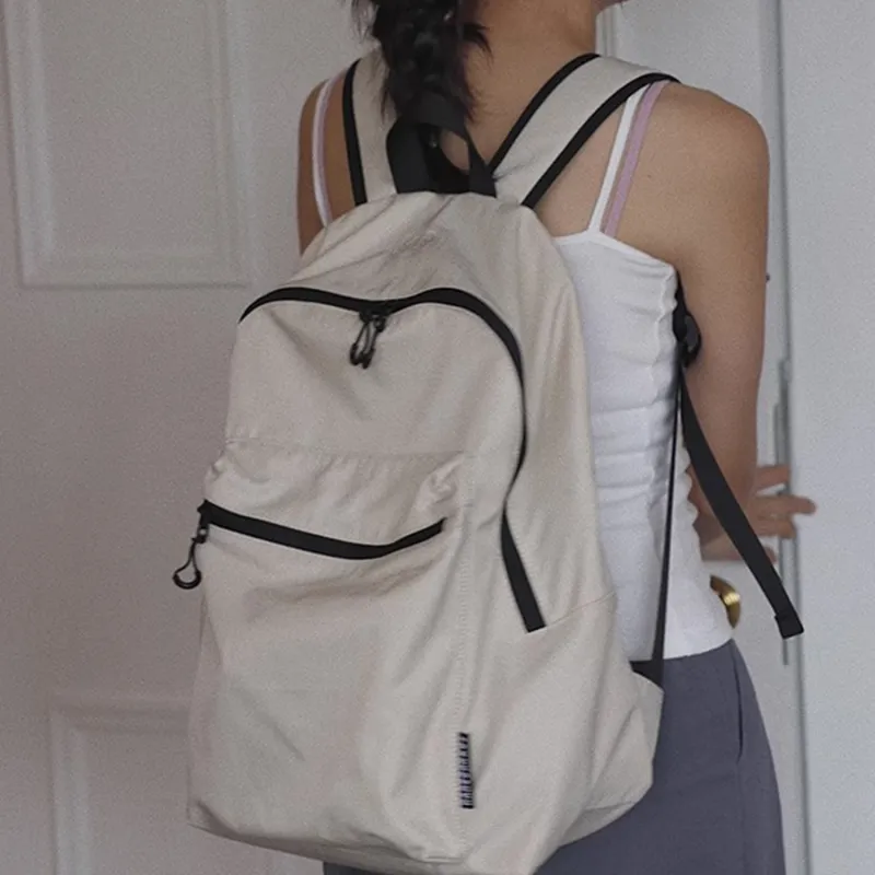 TAKI Fabric Backpack Regular Unisex Gray/Apricot/Olive Green/Dirty Pink-6