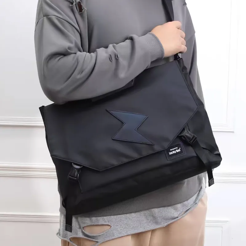 TAKI PU Fashionable Versatile One Shoulder Handbag Regular Unisex Black/Gray Equation/Black Equation/Black Lightning-10