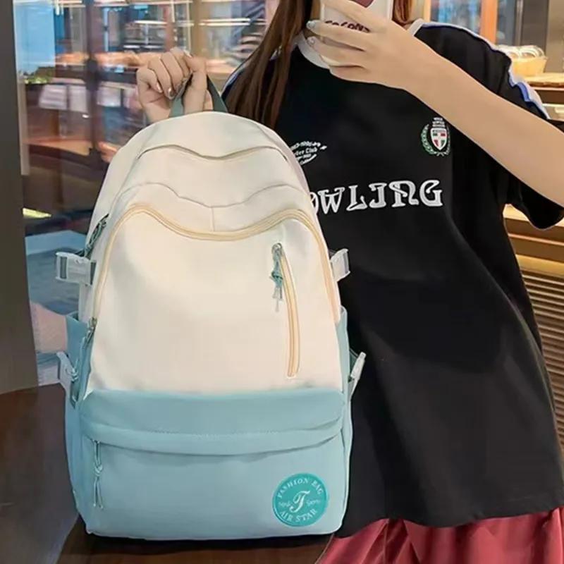 TAKI Nylon Commute Versatile Students Backpack Unisex Couple's Version Medium Size Multicolor-6