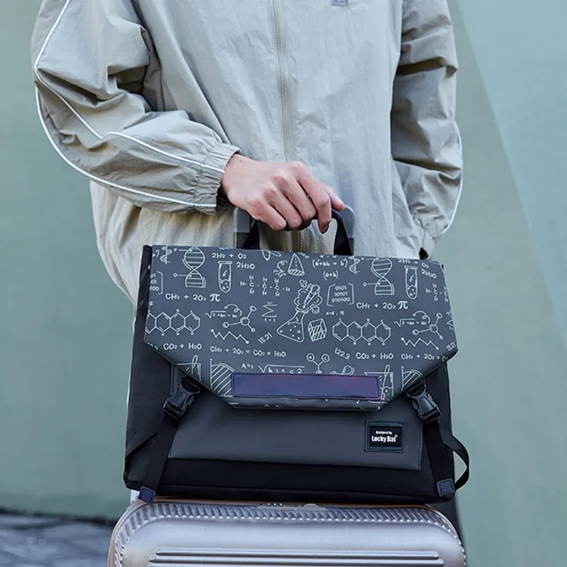 TAKI PU Fashionable Versatile One Shoulder Handbag Regular Unisex Black/Gray Equation/Black Equation/Black Lightning-4