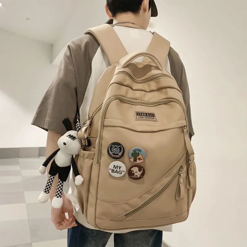 TAKI Nylon Large Capacity Commute Versatile Students Backpack Medium Size Unisex Black/White/Blue/Red/Khaki-15