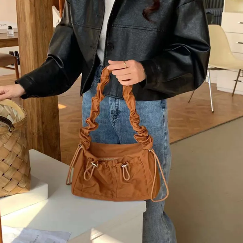 TAKI Nylon Fabric Commute Crossbody Bag Shoulder Bag Unisex Black/Ecru/Brown/Apricot/Coffee-11