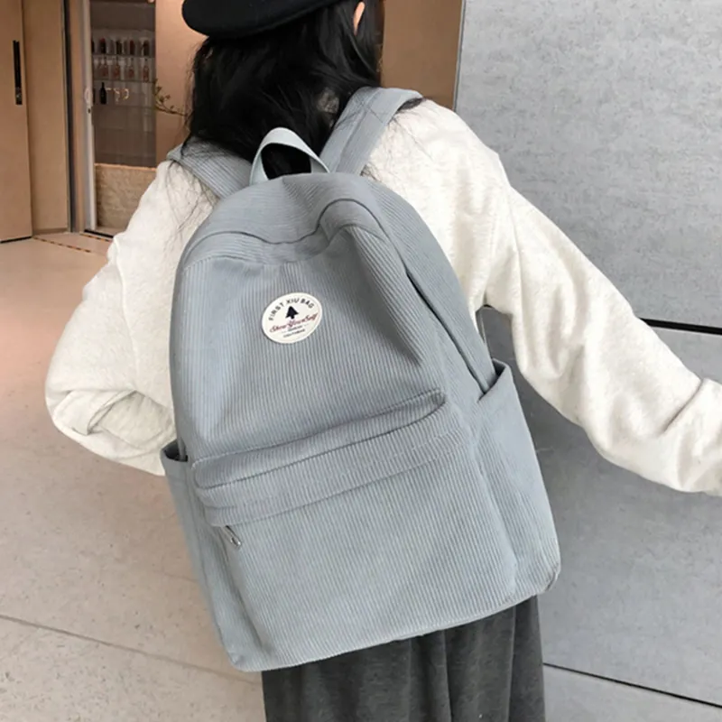 TAKI Corduroy Backpack Regular Unisex White/Pink/Black/Gray-10