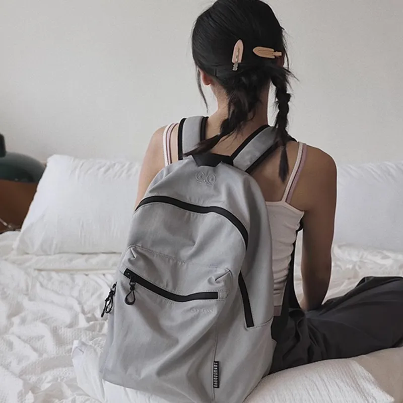 TAKI Fabric Backpack Regular Unisex Gray/Apricot/Olive Green/Dirty Pink-2