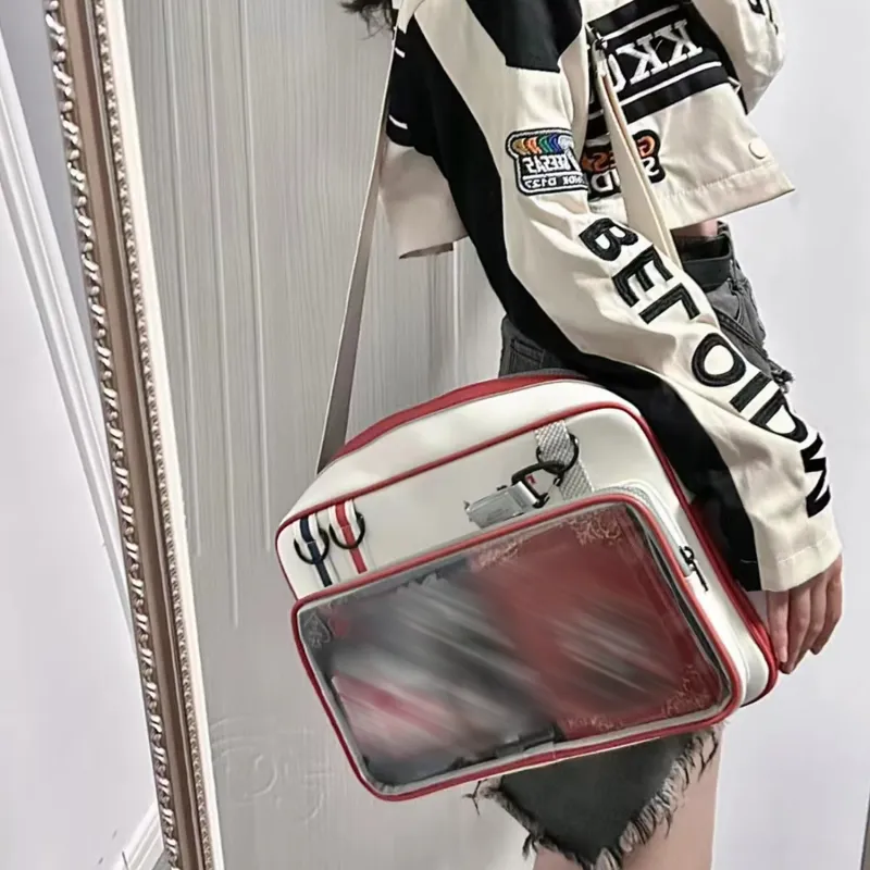 TAKI Color Block Stylish Doll Bag Badge Shoulder Bag, Crossbody Bag Ita Bag Unisex-8