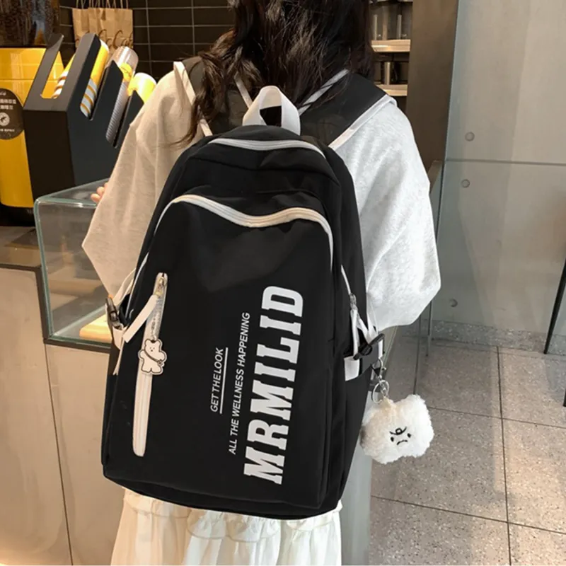TAKI Large Capacity Preppy Style Backpack Lightweight Fashion Casual Students Backpack Nylon Regular Unisex Multicolor-9