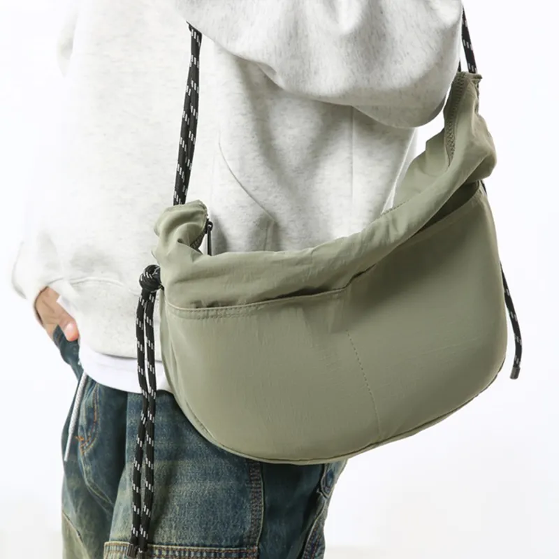 TAKI Nylon Casual Minimalist Style Dumpling Bag Regular Unisex Orange-10