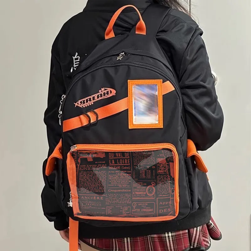 TAKI Nylon Baby Bag Badge Small Card Multi Pocket Anime Middle School Style With Zipper Regular Unisex Multicolor-10