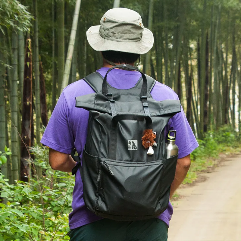 INUK Recycled Material Carry Backpack Regular Unisex Black Forest Green/Extreme Night Black-4