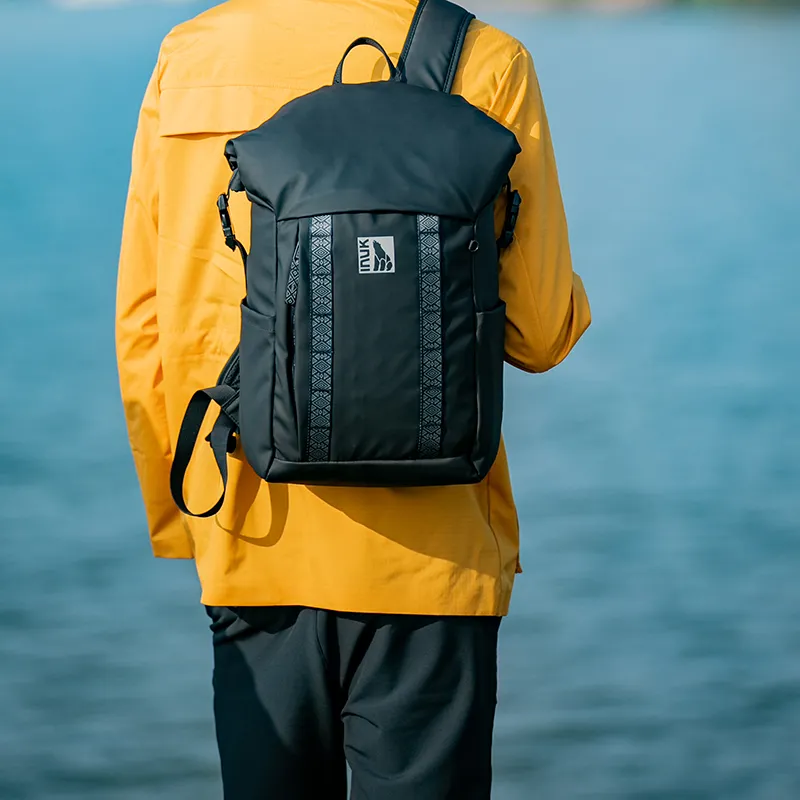 INUK Polyester Backpack Regular Unisex Extreme Night Black/Black Forest Green/Elephant Gray Mountain-3